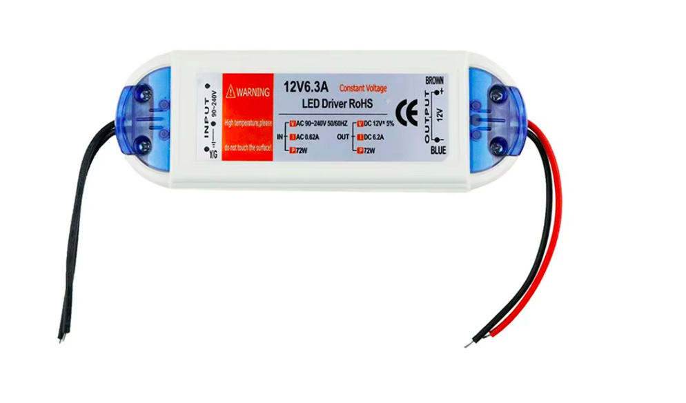 Fuente de alimentación para  plástica LED, DC12V/72W/6.3A